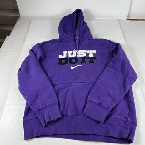 Nike Just Do It Sweatshirt Adult Large Purple Faded Chest Logo Pullover Hoodie